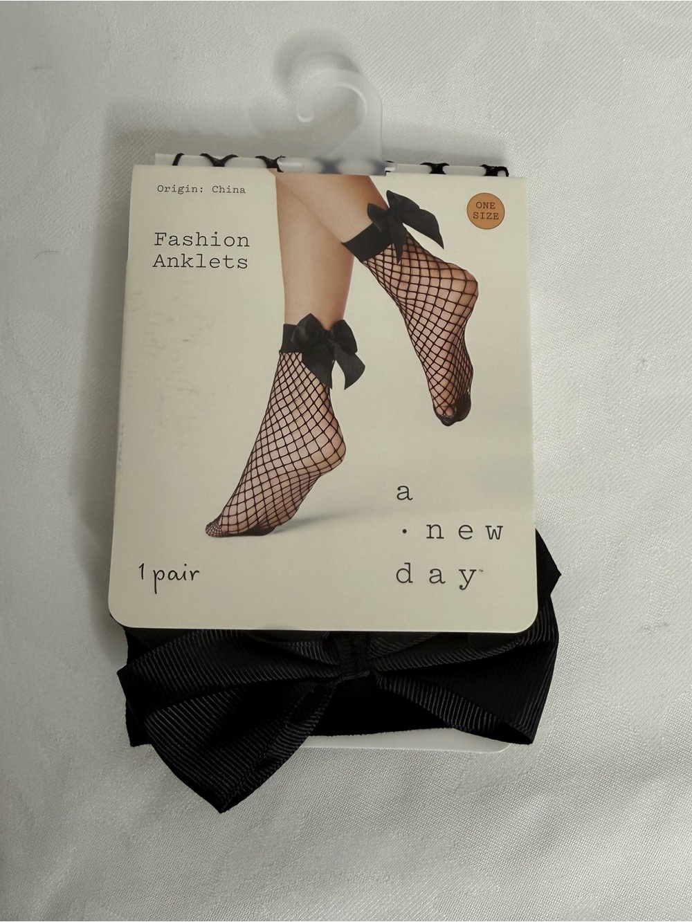 Urban Outfitters Black Fishnet Anklets with Bow Accent